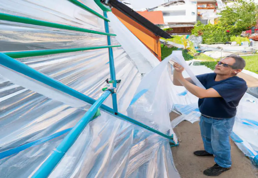 Method 6: Using green tapes or command adhesive tapes for hanging plastic sheeting 