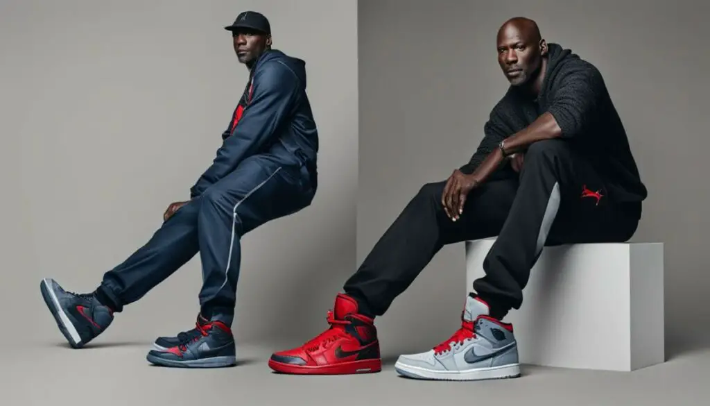 Michael Jordan wearing his signature Air Jordan shoes